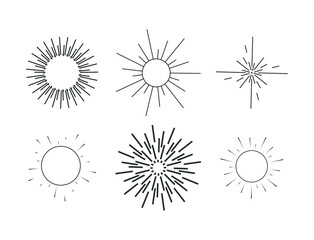 sun geometrical line design vector set