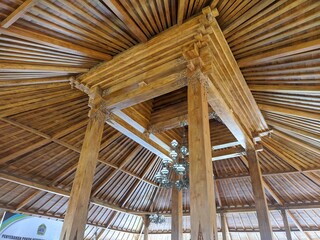 Beautiful wooden ceiling of javanese traditional house