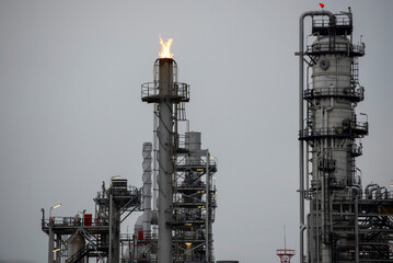 Refinery Gas turbine electric power plant in night