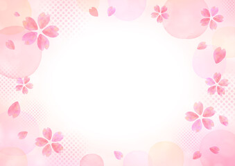 Fototapeta na wymiar 手描き　水彩 桜のシンプルフレームデザイン