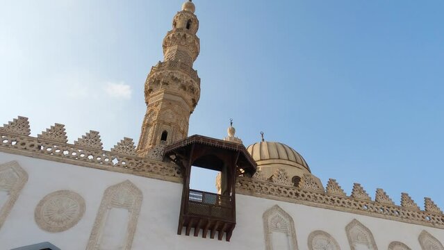 Minarets towering above Al-Azhar mosque, Cairo; view from courtyard