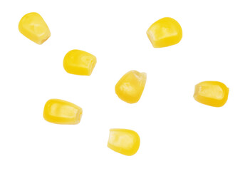 Corn grains isolated on a white background.