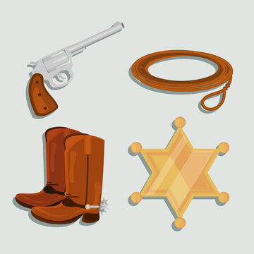 icons set cowboy