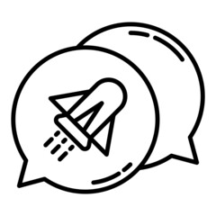 rocket and chat bubble
