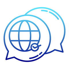 internet globe and chat bubble