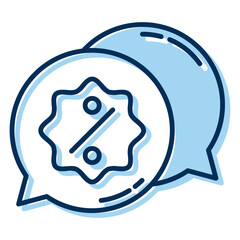 percent discount and chat bubble
