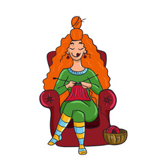 Naklejka premium Cute and funny girl with red hair,vector children's design on a white isolated background for postcard banners and stickers
