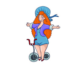 Cute and funny girl with red hair,vector children's design on a white isolated background waiting for banners, postcards and stickers