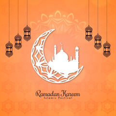 Ramadan Kareem Islamic background with crescent moon design