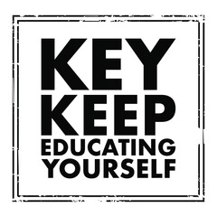 KEY - Keep Educating Yourself acronym text stamp, education concept background