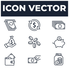 set of Money and Coins symbol template for graphic and web design collection logo vector illustration