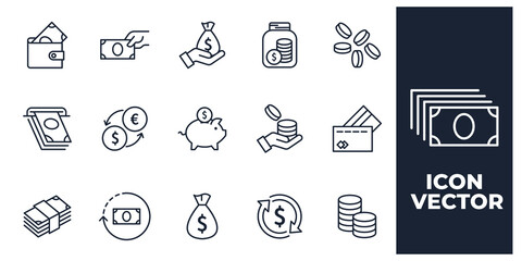 set of Money and Coins symbol template for graphic and web design collection logo vector illustration