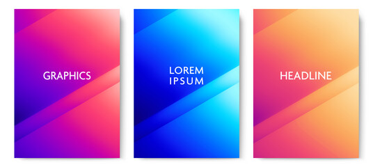 Set of Colorful Gradient Backgrounds. Modern Vector Illustration without Transparency. - 491570148