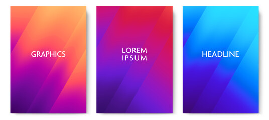 Set of Colorful Gradient Backgrounds. Modern Vector Illustration without Transparency. - 491570149