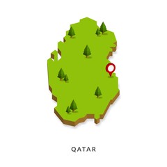 Isometric Map of Qatar. Simple 3D Map. Vector Illustration - EPS 10 Vector