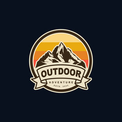 Illustration of mountain, outdoor adventure. Vector graphics 
