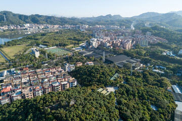 Aerial view of urban village landscape in Shenzhen city,China