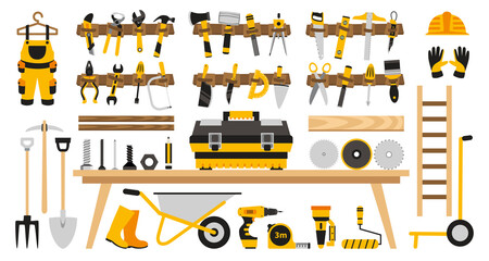 Set Of Various Construction Tools