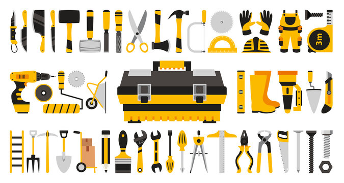 Set Of Various Construction Tools