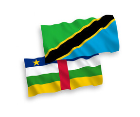Flags of Central African Republic and Tanzania on a white background