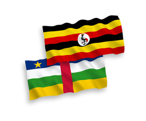 Flags of Central African Republic and Uganda on a white background