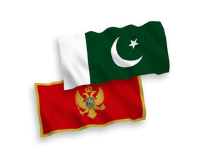 Flags of Montenegro and Pakistan on a white background