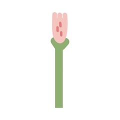 naive childish flower in cute flat minimalist style, botanical element for baby greeting cards textile and wrapping