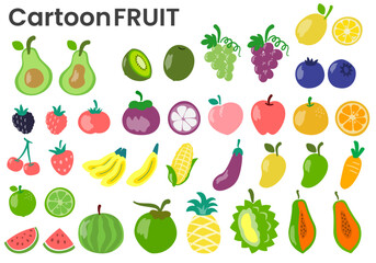 Vector illustration of fruits with colorful isolated elements 