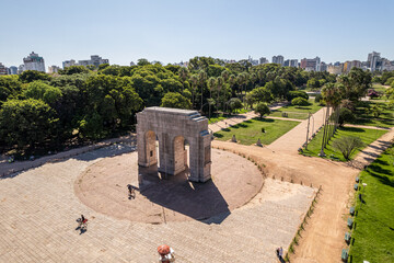 Aerial view of Porto Alegre, RS, Brazil. Aerial photo of Redencao Park.