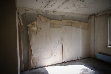 Room of a Building in Pripyat Town, Chernobyl Exclusion Zone, Ukraine
