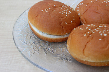 Burger buns on plate