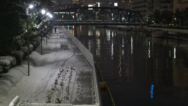 東京　清澄白河　積雪　夜景　2022年
