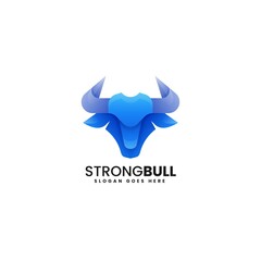 Vector Logo Illustration Bull Gradient Colorful Style.