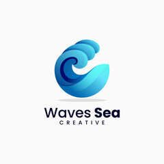 Vector Logo Illustration Waves Gradient Colorful Style.