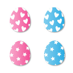 Fototapeta na wymiar Gender reveal party, Blue and pink paper eggs for easter, boy or girl 