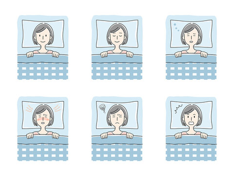 布団の中で過ごす女性のベクターイラスト