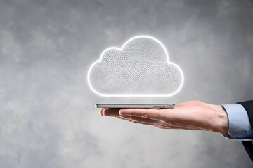 Cloud computing concept,cloud for transfer data.Cloud computing, big data center, future...