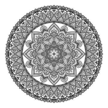 マンダラアート(葉・花・幾何学模様)