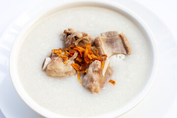 Rice porridge boiled with pork ribs