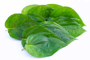 Green betel leaves, Fresh piper betle on white background