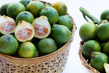 Betel nut in bamboo basket