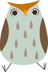 Funny Little Owl with Large Eyes and Beak as Woodland Bird with Wings. Flying Forest Feathered Creature