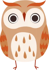 Fotobehang Funny Little Owl with Large Eyes and Beak as Woodland Bird with Wings. Flying Forest Feathered Creature © topvectors