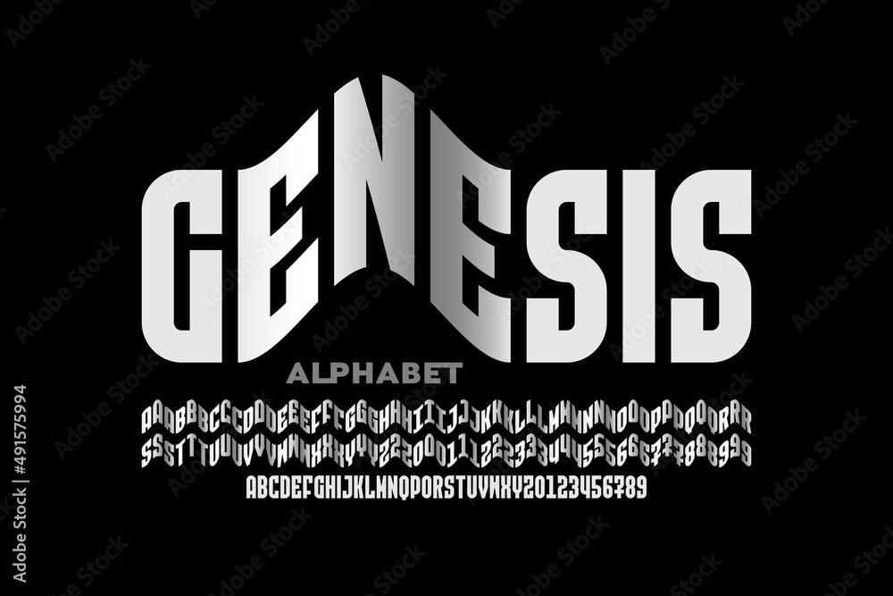 Fototapete modern condensed style font with some alternate letters, alphabet leters and numbers