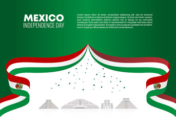 Mexico independence day background banner poster for national celebration on 16 and 17 september.