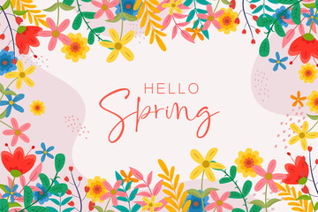 Fototapeta na wymiar Beautiful hand drawn spring flower background