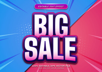 Big sale text style effect editable. promotion text banner template for ads, social media design.