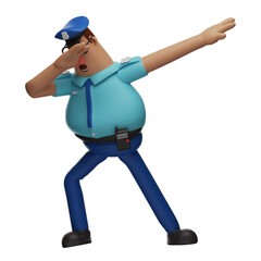 Cute 3D Police Officer Cartoon Character with a Dab poses