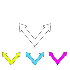 Arrow two side. Set elements in colored icons. Isolated on white background