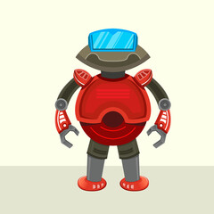 Cartoon Red Robotic Science Technology Concept Isolated futuristic modern illustration